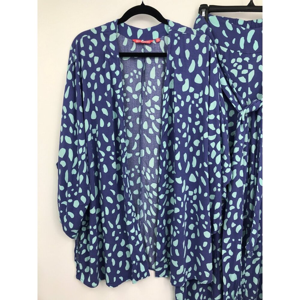 All Worthy Hunter McGrady Printed Duster Cardigan Medium Wide Leg Pant 14 - Picture 2 of 8
